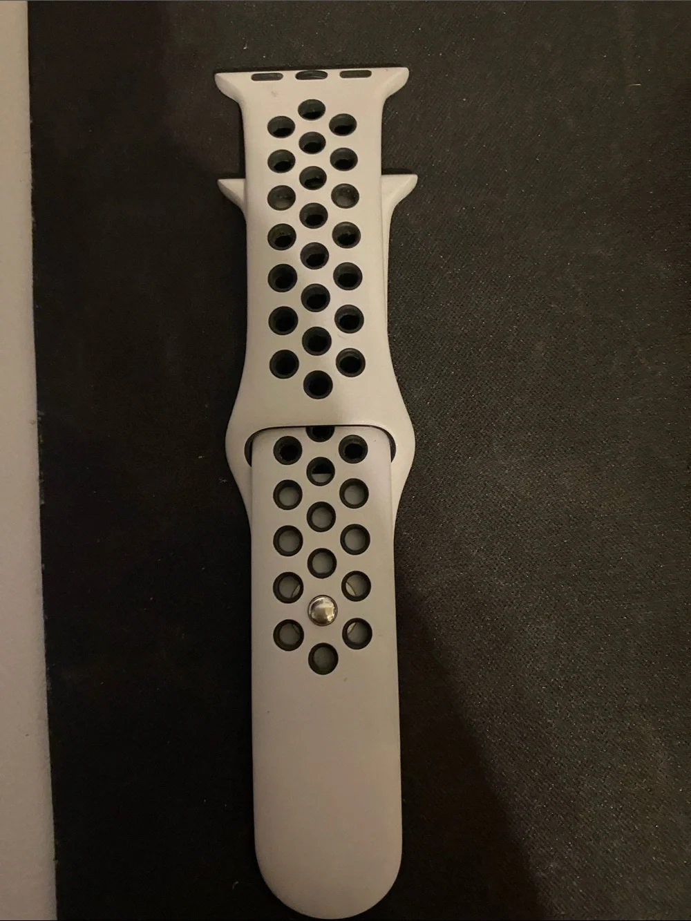 Nike Sport apple Silicone Watch Band - Light Gray with Black Holes